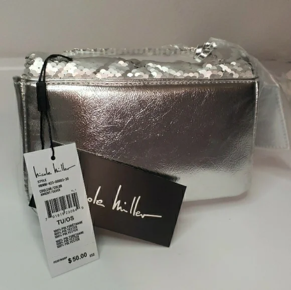 SOLD NWT Nicole Miller Sequin Small Clutch Crossbody Purse Bag - Picture 3 of 7